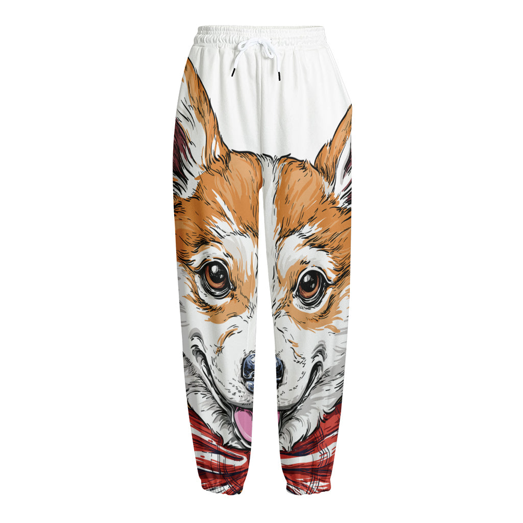 Hipster Pembroke Welsh Corgi Print Fleece Lined Knit Pants