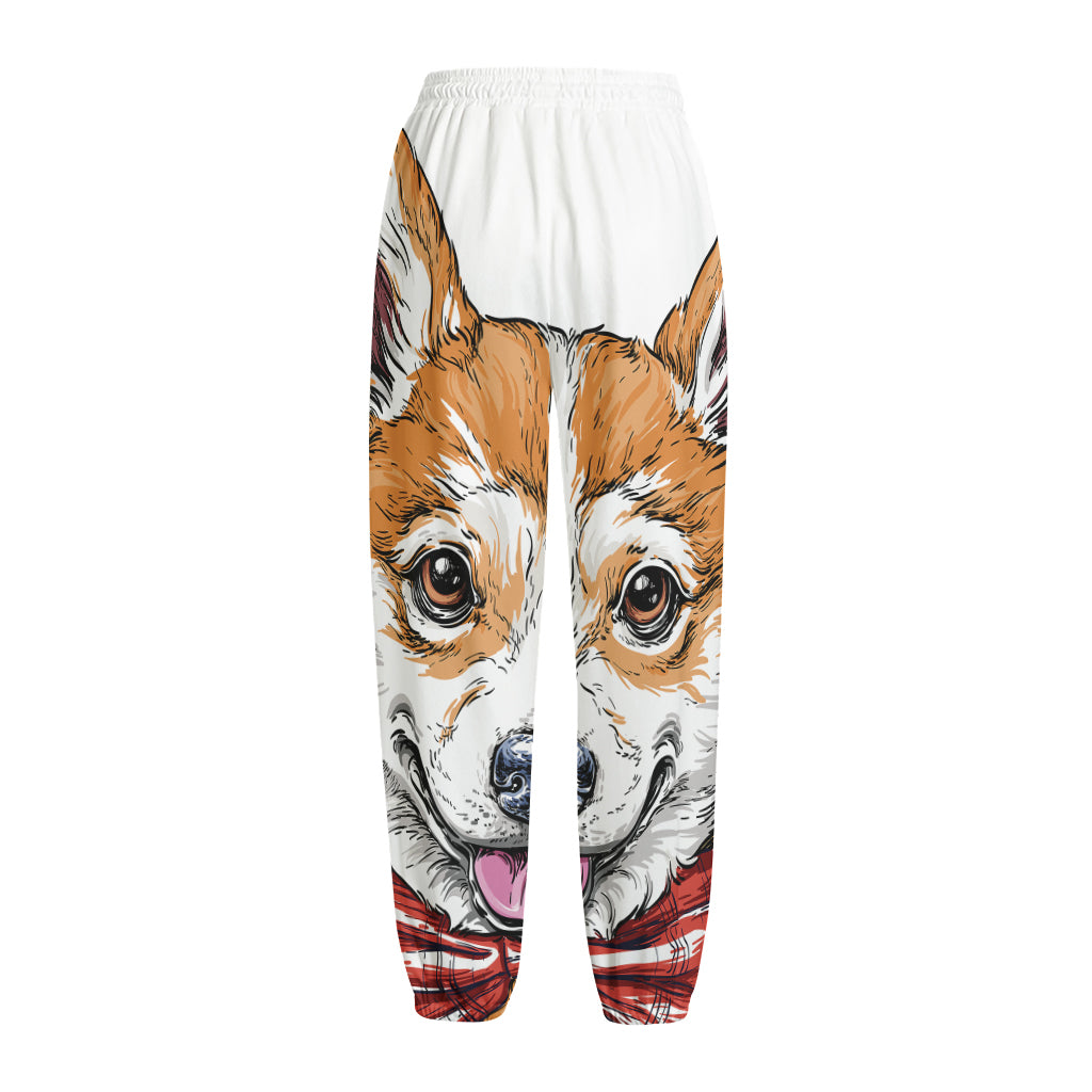 Hipster Pembroke Welsh Corgi Print Fleece Lined Knit Pants