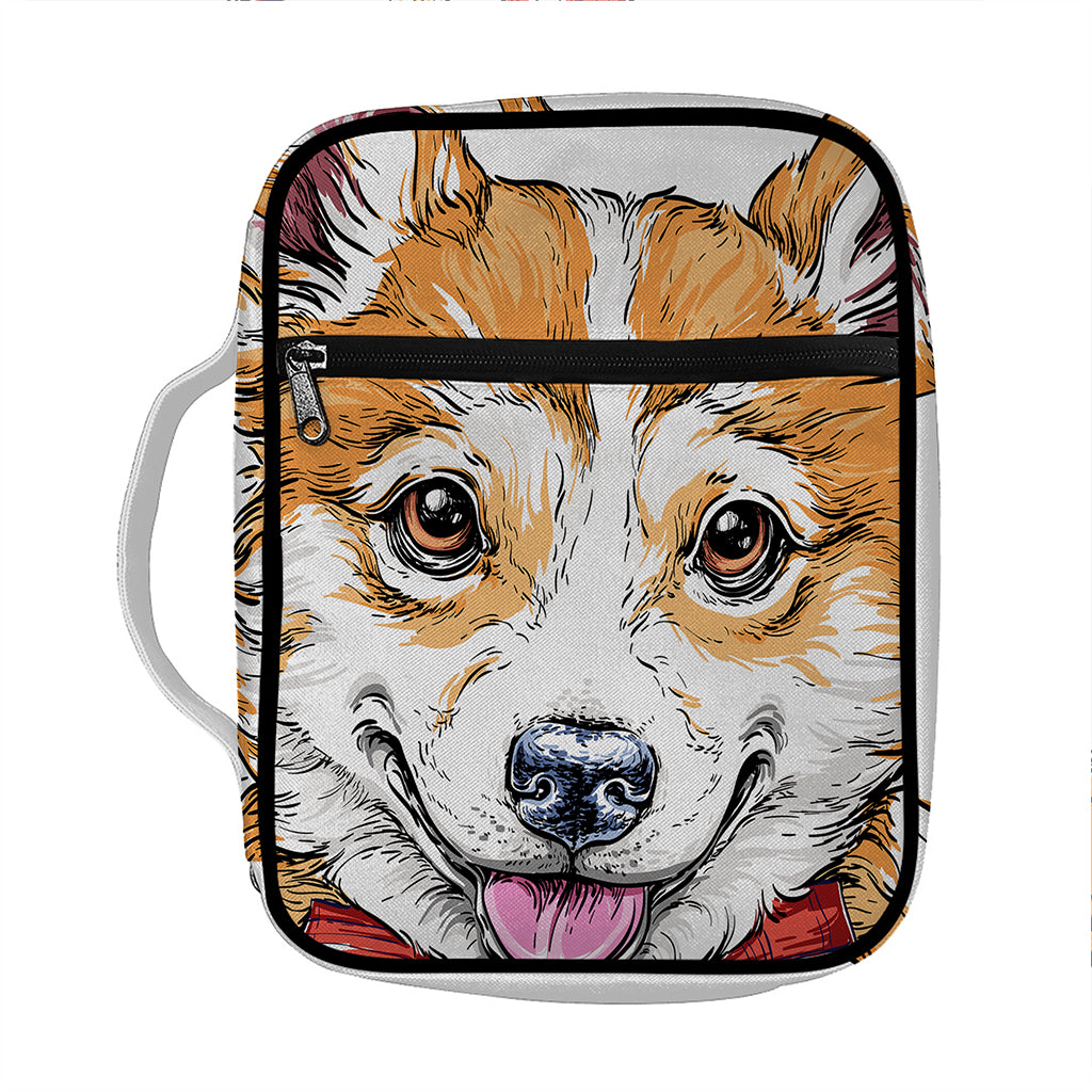 Hipster Pembroke Welsh Corgi Print Front Pocket Bible Bag