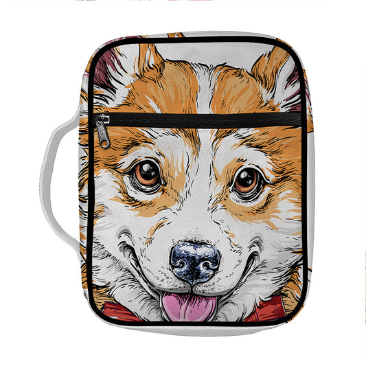 Hipster Pembroke Welsh Corgi Print Front Pocket Bible Bag
