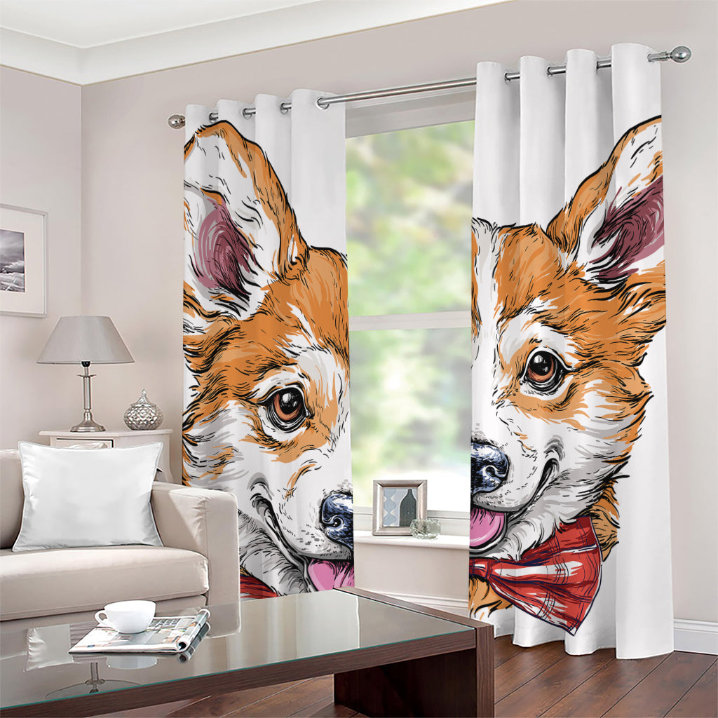 Hipster Pembroke Welsh Corgi Print Grommet Curtains