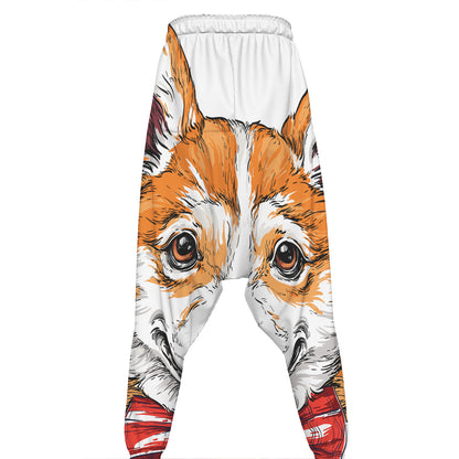 Hipster Pembroke Welsh Corgi Print Hammer Pants