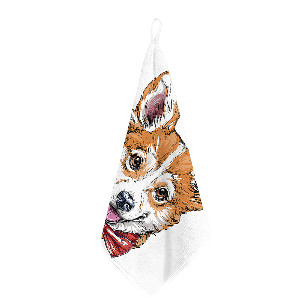 Hipster Pembroke Welsh Corgi Print Hand Towel