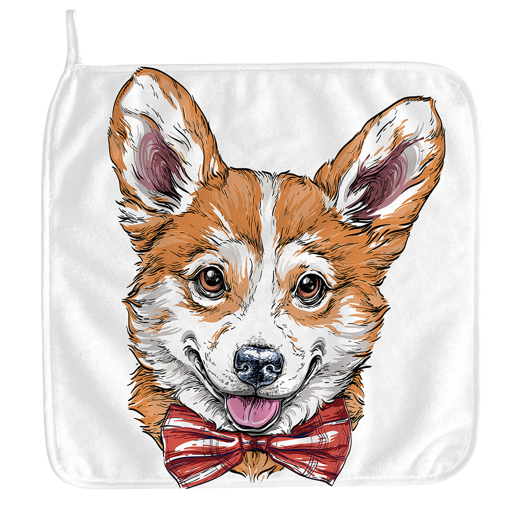 Hipster Pembroke Welsh Corgi Print Hand Towel
