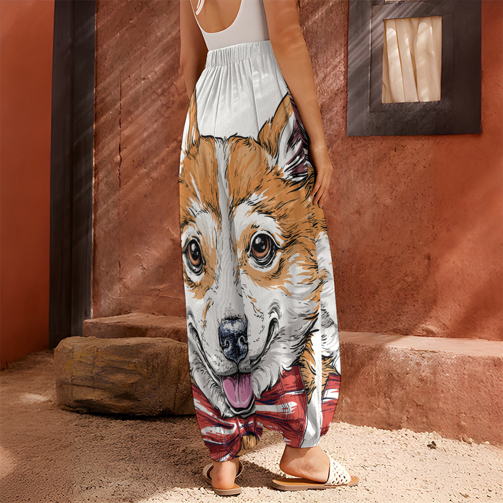 Hipster Pembroke Welsh Corgi Print Harem Pants