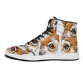 Hipster Pembroke Welsh Corgi Print High Top Leather Sneakers