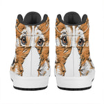 Hipster Pembroke Welsh Corgi Print High Top Leather Sneakers