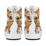 Hipster Pembroke Welsh Corgi Print High Top Leather Sneakers