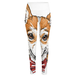 Hipster Pembroke Welsh Corgi Print High-Waisted Pocket Leggings