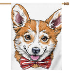Hipster Pembroke Welsh Corgi Print House Flag