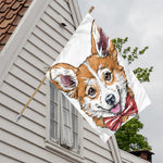 Hipster Pembroke Welsh Corgi Print House Flag