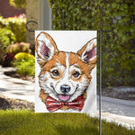 Hipster Pembroke Welsh Corgi Print House Flag