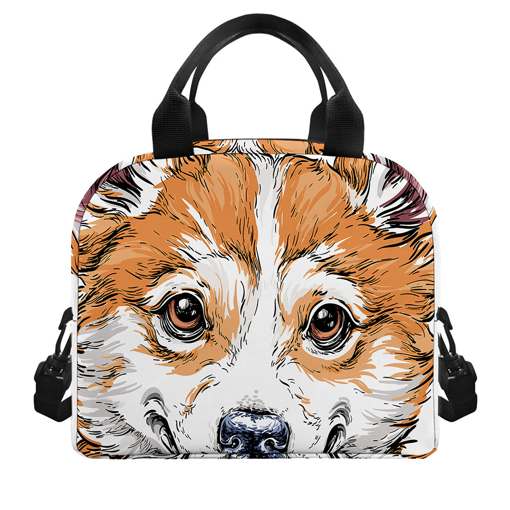 Hipster Pembroke Welsh Corgi Print Insulated Lunch Bag