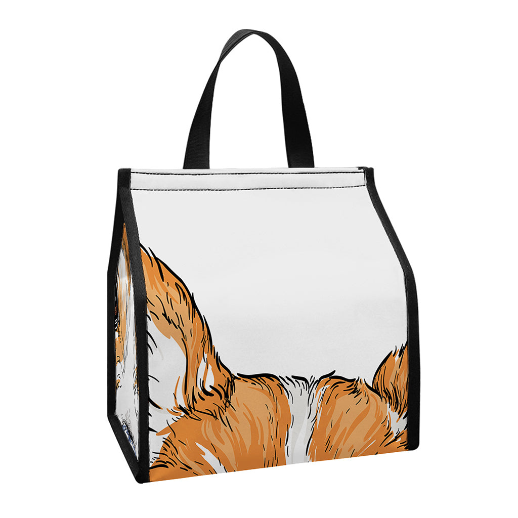 Hipster Pembroke Welsh Corgi Print Insulated Lunch Tote