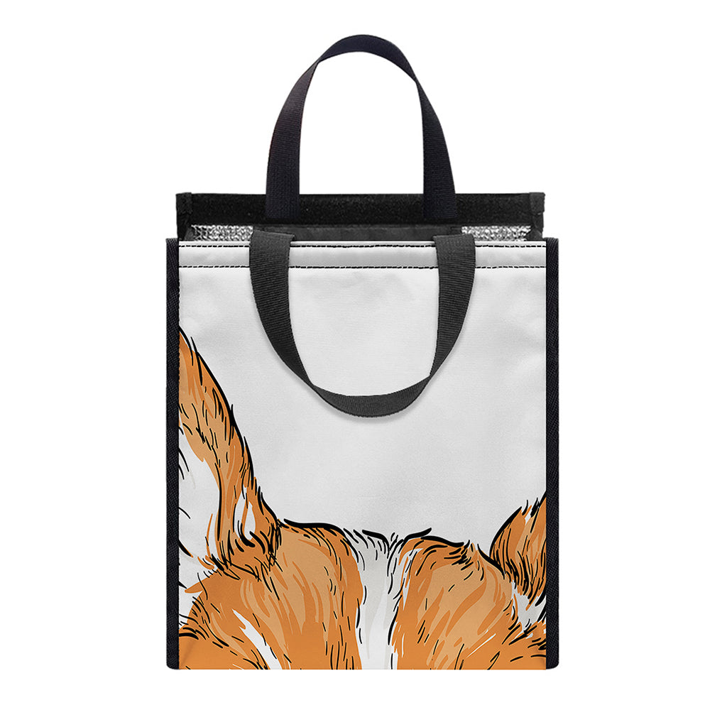 Hipster Pembroke Welsh Corgi Print Insulated Lunch Tote