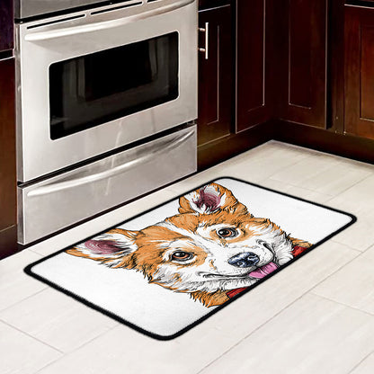 Hipster Pembroke Welsh Corgi Print Kitchen Mat