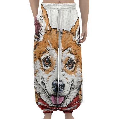 Hipster Pembroke Welsh Corgi Print Lantern Pants