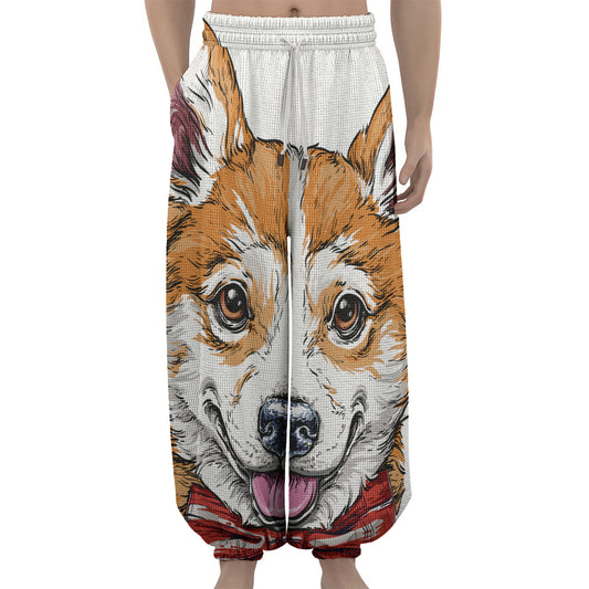 Hipster Pembroke Welsh Corgi Print Lantern Pants