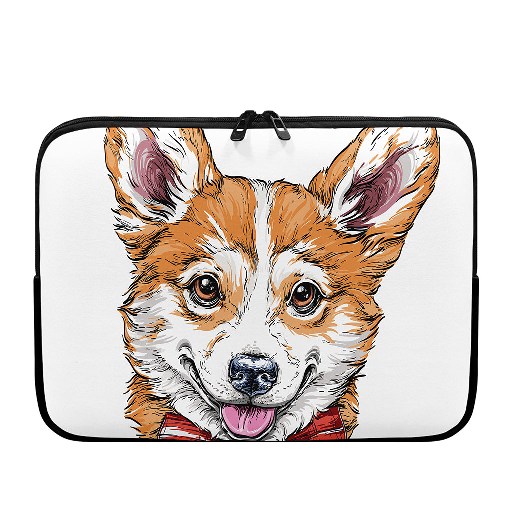 Hipster Pembroke Welsh Corgi Print Laptop Sleeve