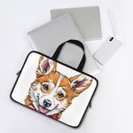 Hipster Pembroke Welsh Corgi Print Laptop Sleeve With Handle
