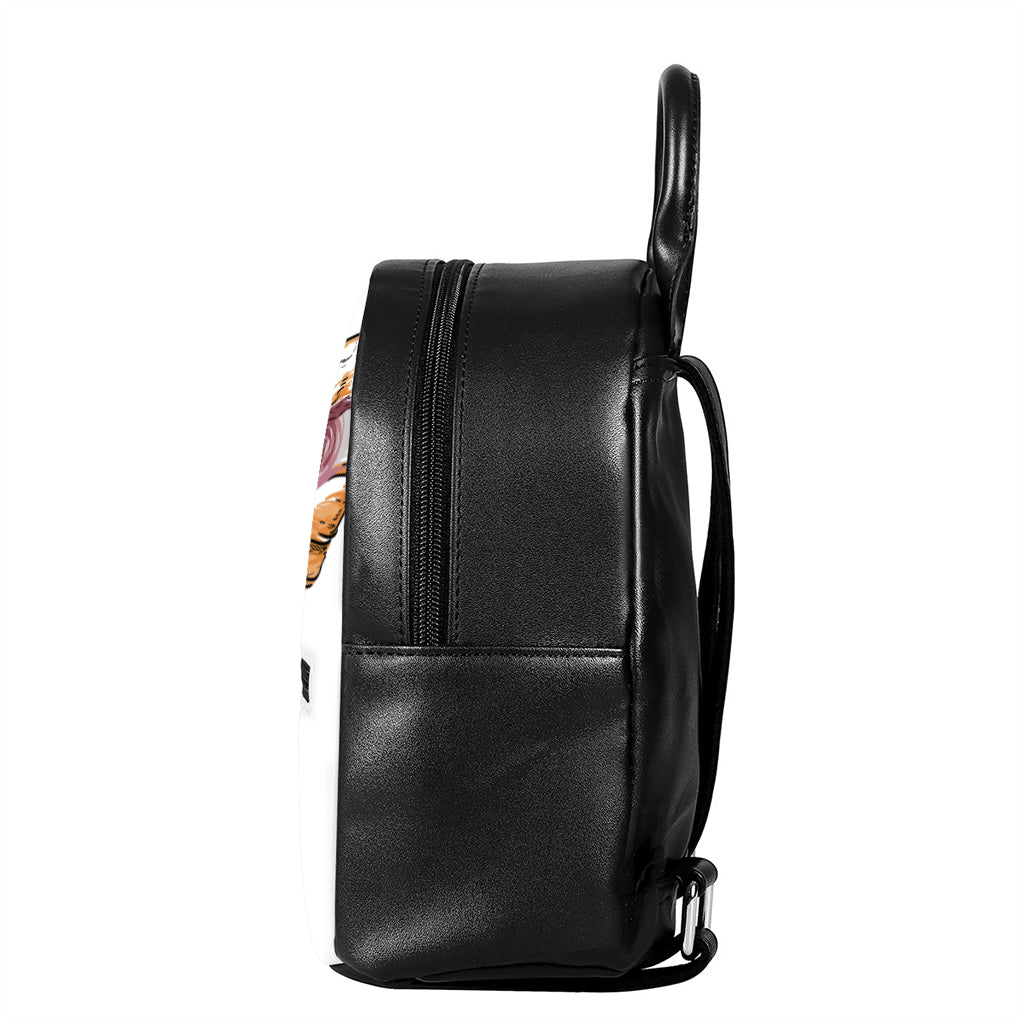 Hipster Pembroke Welsh Corgi Print Leather Backpack