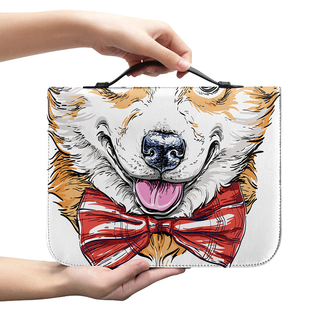 Hipster Pembroke Welsh Corgi Print Leather Bible Cover