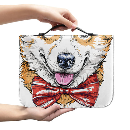 Hipster Pembroke Welsh Corgi Print Leather Bible Cover