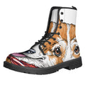 Hipster Pembroke Welsh Corgi Print Lace-Up Boots