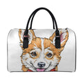 Hipster Pembroke Welsh Corgi Print Leather Duffel Bag