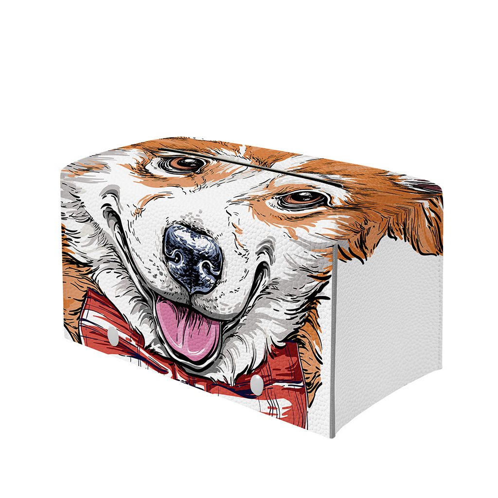 Hipster Pembroke Welsh Corgi Print Leather Tissue Box Cover