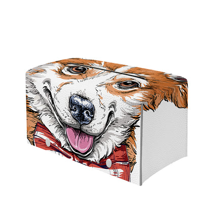 Hipster Pembroke Welsh Corgi Print Leather Tissue Box Cover