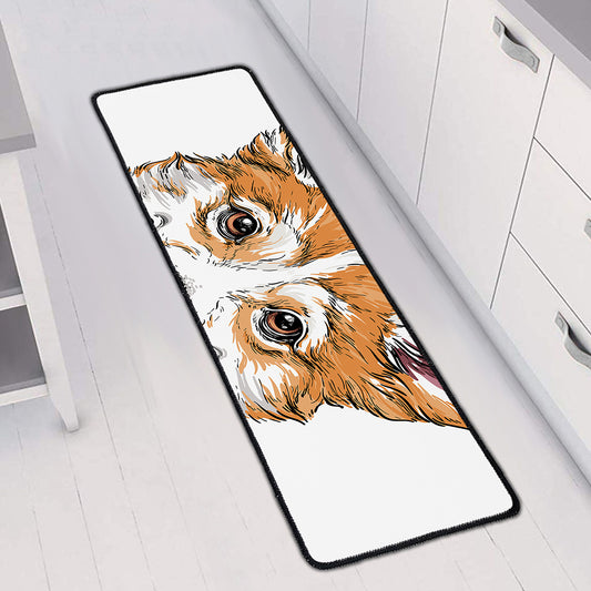 Hipster Pembroke Welsh Corgi Print Long Kitchen Mat