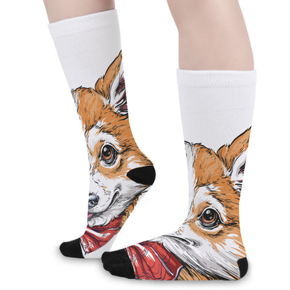 Hipster Pembroke Welsh Corgi Print Long Socks