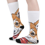 Hipster Pembroke Welsh Corgi Print Long Socks