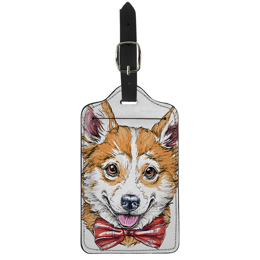 Hipster Pembroke Welsh Corgi Print Luggage Tag