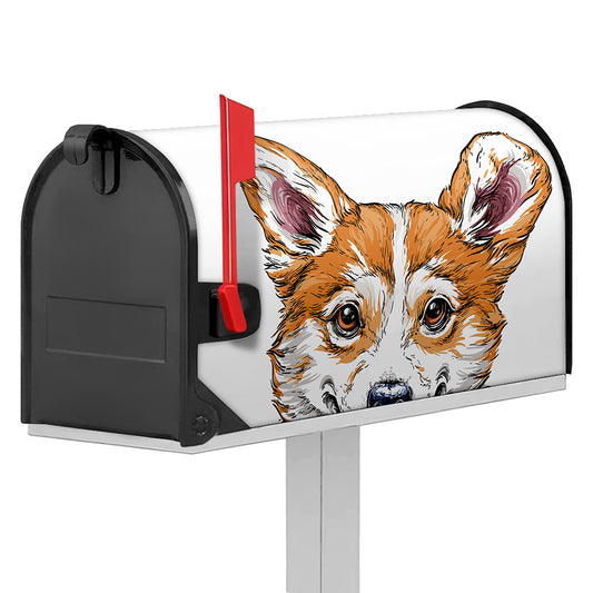 Hipster Pembroke Welsh Corgi Print Mailbox Cover