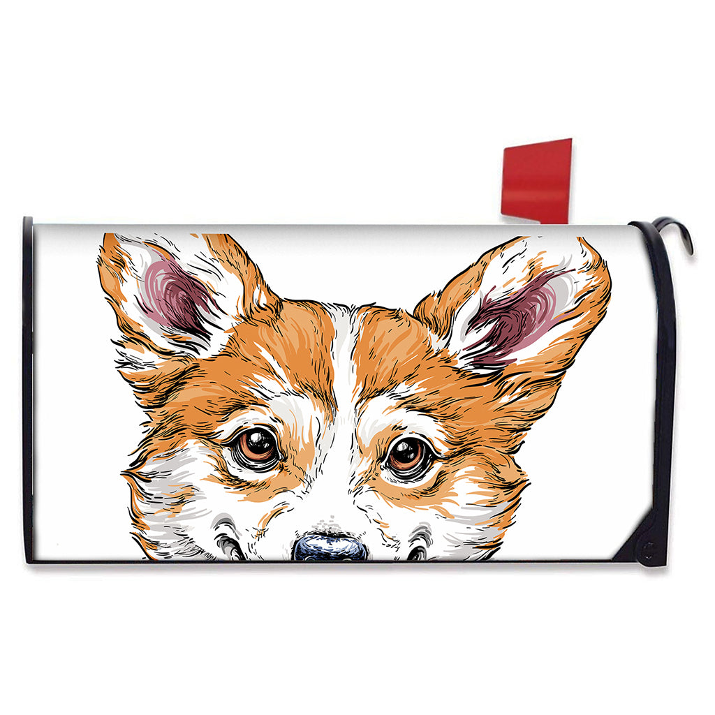 Hipster Pembroke Welsh Corgi Print Mailbox Cover