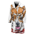 Hipster Pembroke Welsh Corgi Print Men's Bathrobe
