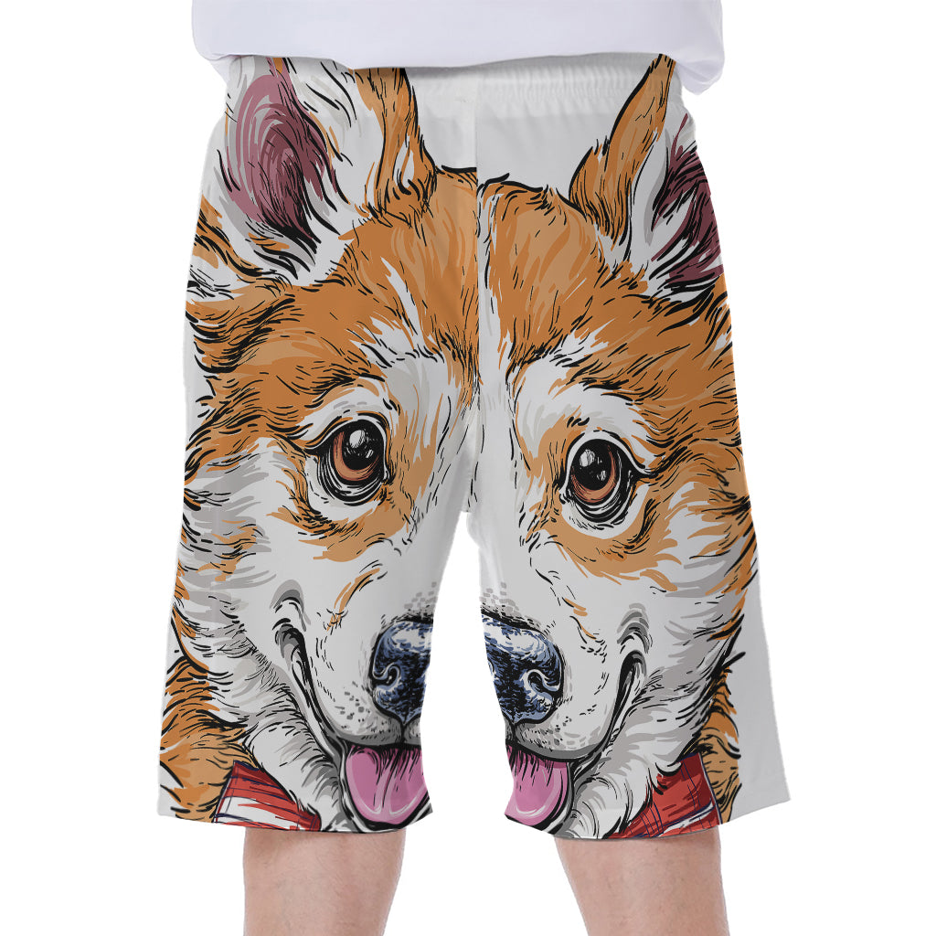 Hipster Pembroke Welsh Corgi Print Men's Beach Shorts