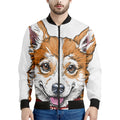 Hipster Pembroke Welsh Corgi Print Men's Bomber Jacket