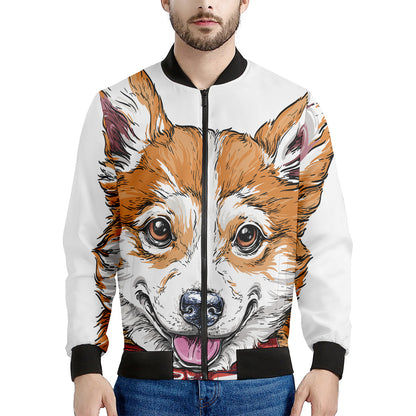 Hipster Pembroke Welsh Corgi Print Men's Bomber Jacket
