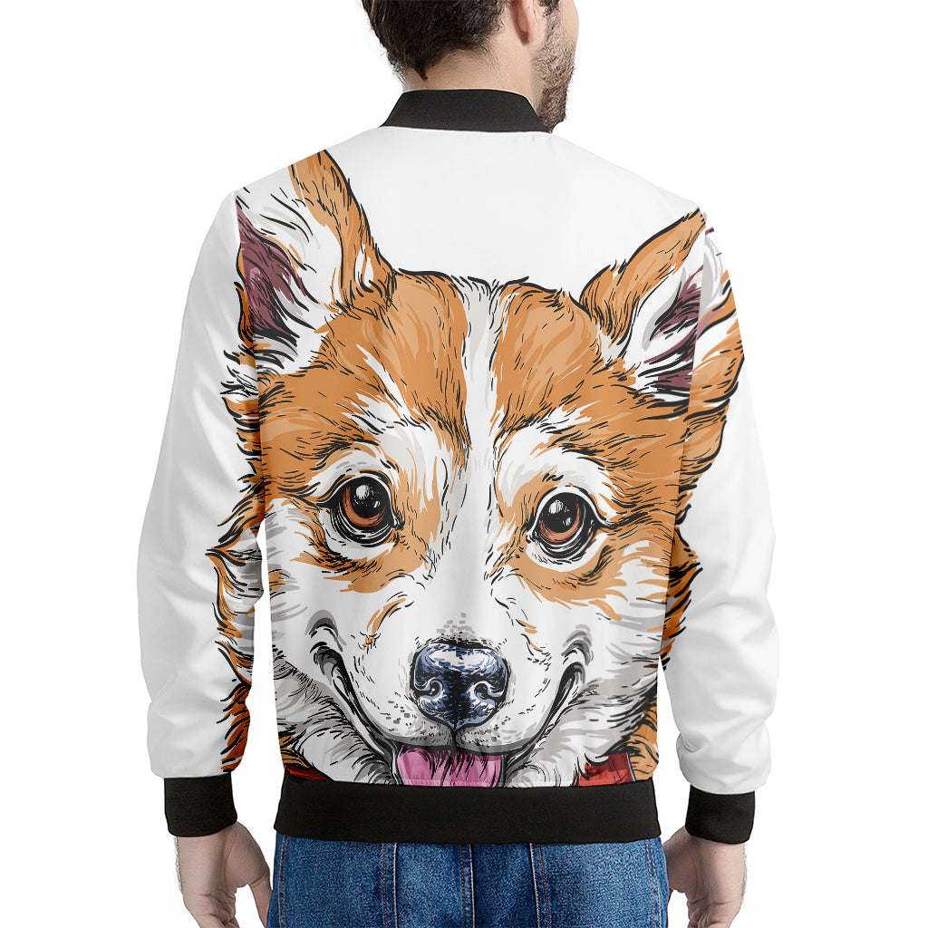 Hipster Pembroke Welsh Corgi Print Men's Bomber Jacket