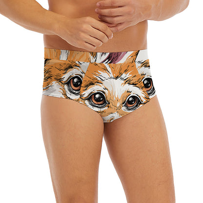 Hipster Pembroke Welsh Corgi Print Men's Briefs