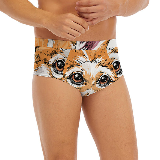 Hipster Pembroke Welsh Corgi Print Men's Briefs