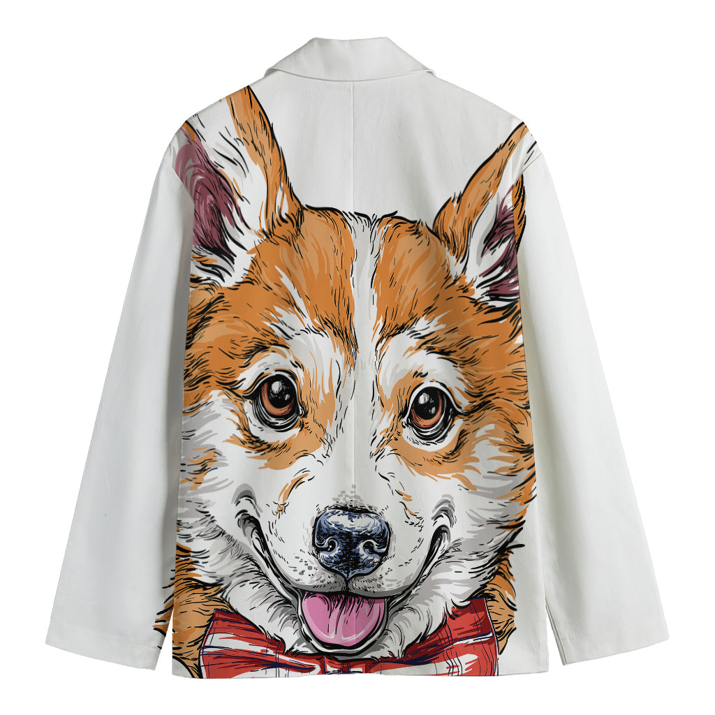 Hipster Pembroke Welsh Corgi Print Men's Cotton Blazer