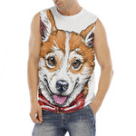 Hipster Pembroke Welsh Corgi Print Men's Fitness Tank Top