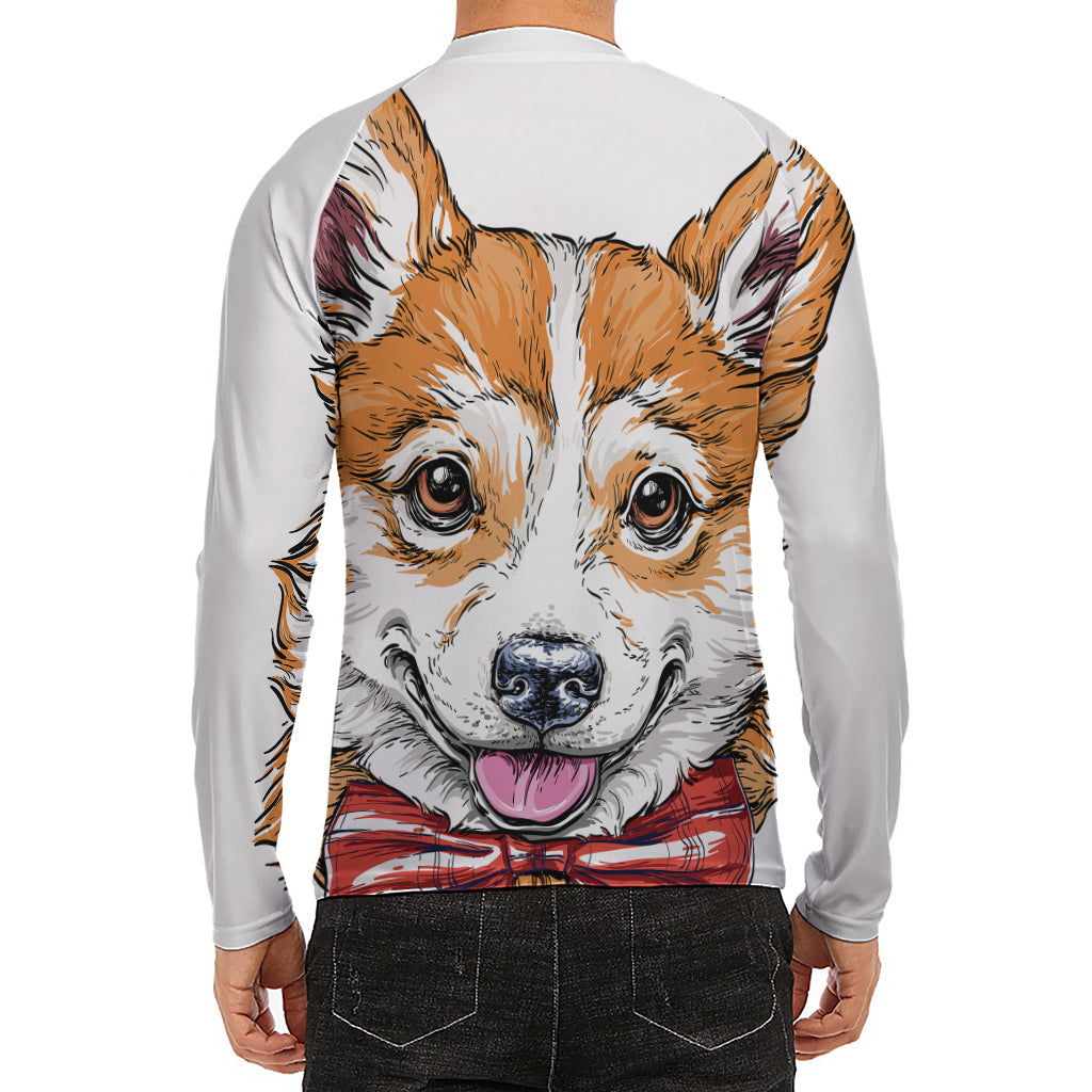 Hipster Pembroke Welsh Corgi Print Men's Long Sleeve Rash Guard