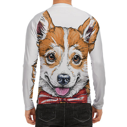Hipster Pembroke Welsh Corgi Print Men's Long Sleeve Rash Guard