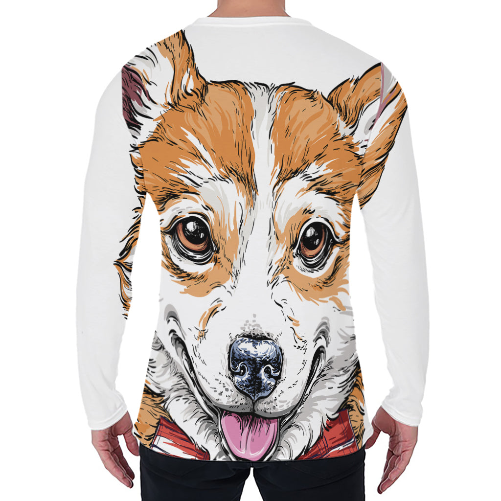 Hipster Pembroke Welsh Corgi Print Men's Long Sleeve T-Shirt