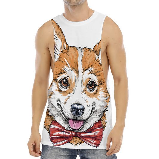 Hipster Pembroke Welsh Corgi Print Men's Muscle Tank Top